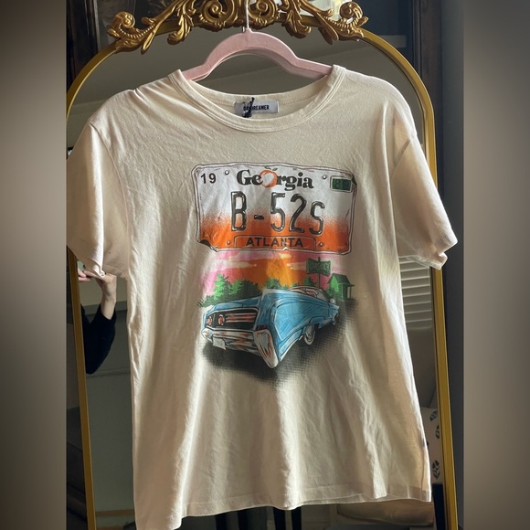NWT DAYDREAMER B-52’s Love Shack Car Ringer 100% Cotton Tee in Dirty White Small - Picture 1 of 7